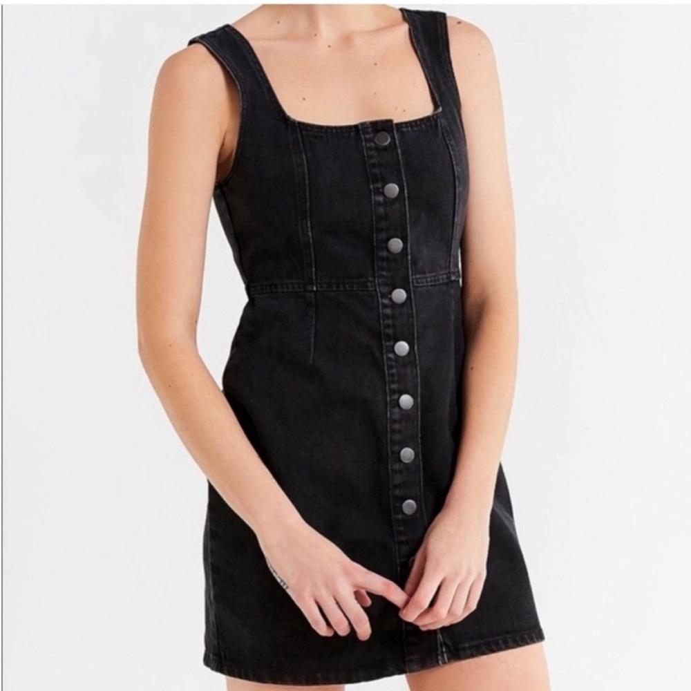 Urban Outfitters Black Button Down Denim Mini Dress